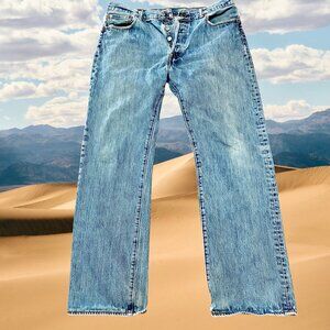Levi's 501 Blue Jeans Mens Size 35 x 32 Button Fly Straight Leg